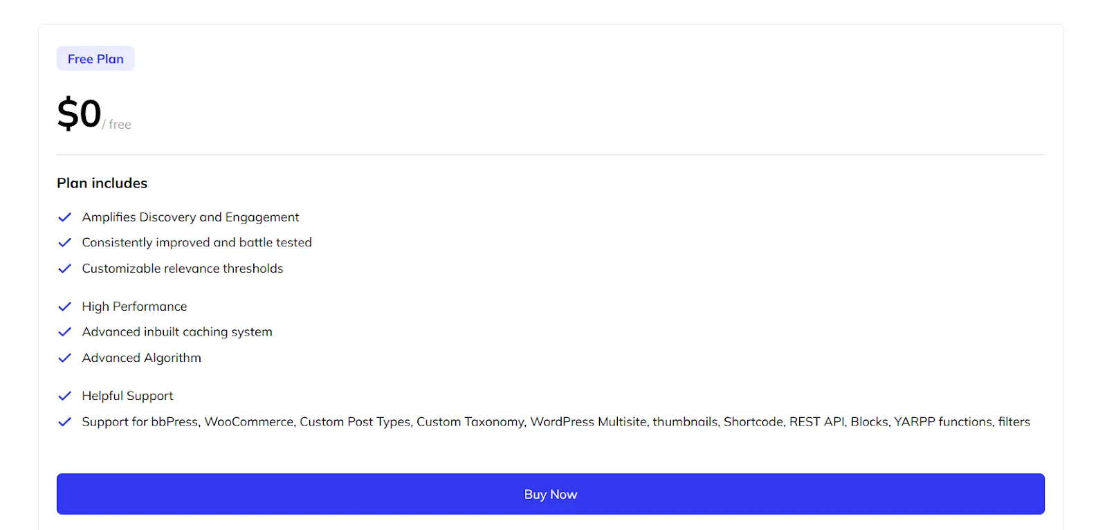 Overview of a free subscription plan features and benefits.
