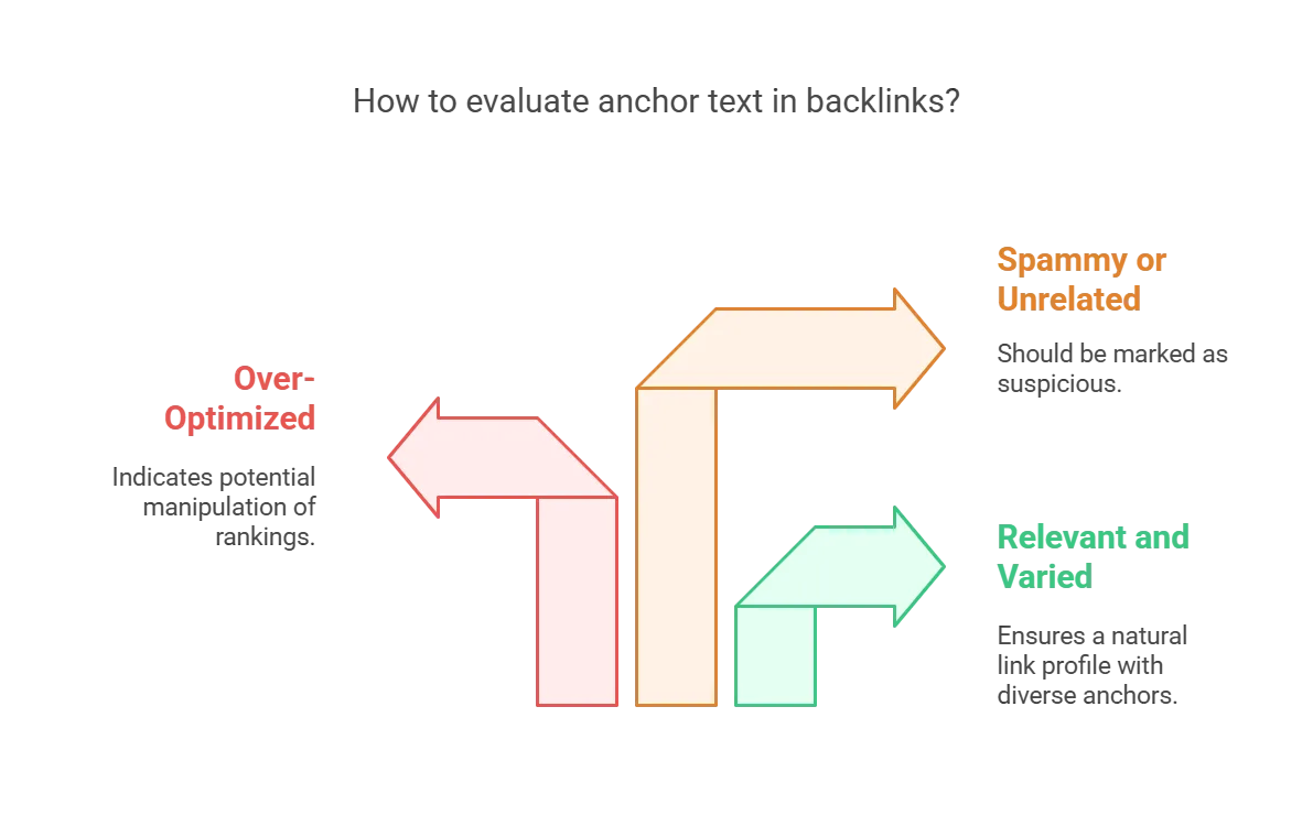 Guide on evaluating anchor text in backlinks for SEO rankings.