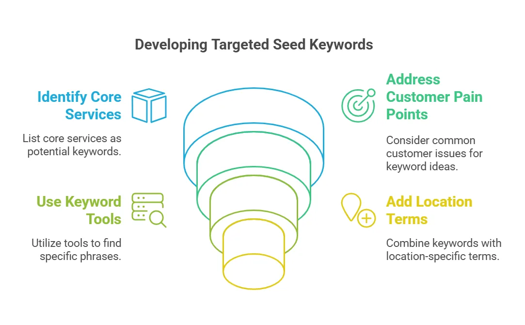 Infographic on developing targeted seed keywords for SEO strategy