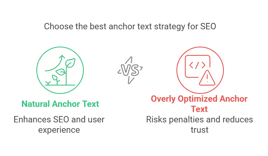Comparison of natural vs overly optimized anchor text strategies for SEO