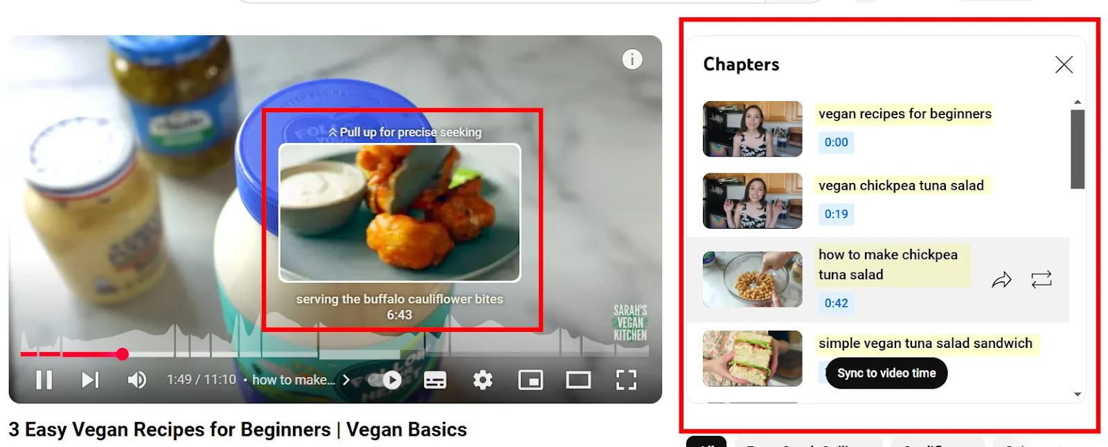 Serving buffalo cauliflower bites with dipping sauce in a vegan recipe video.