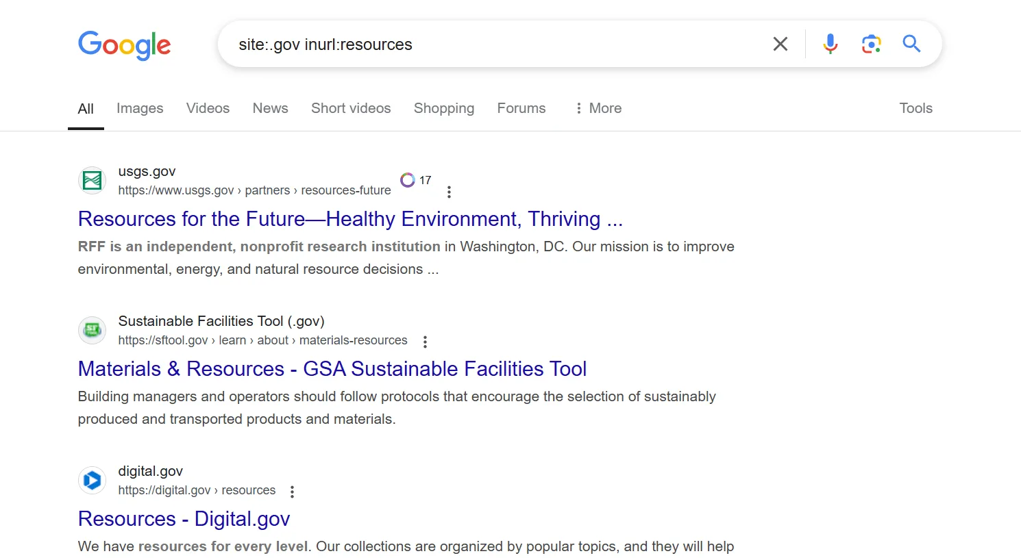 Search results for government resources related to environmental management and sustainability.