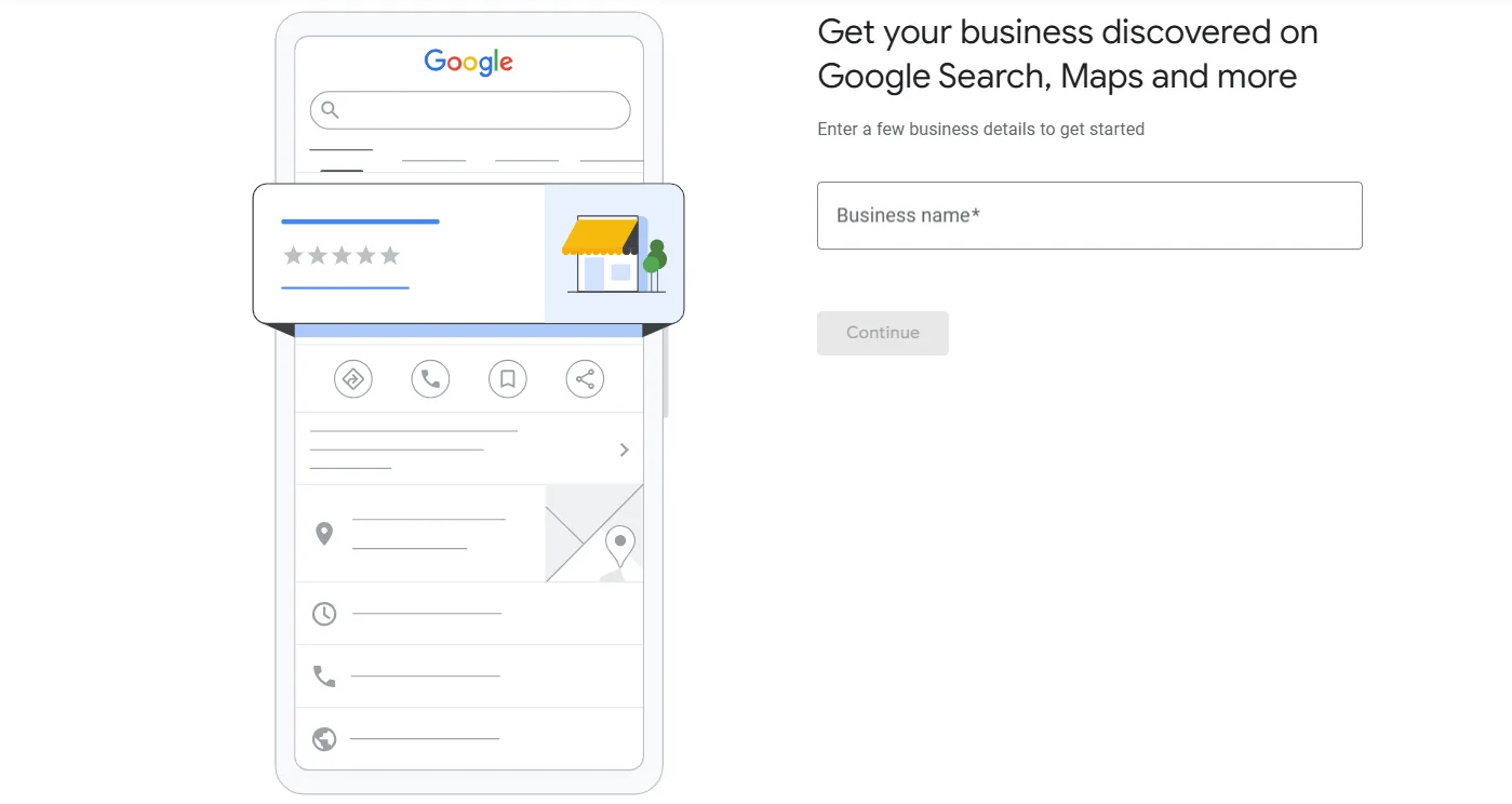 Google business listing setup on mobile for local discovery.