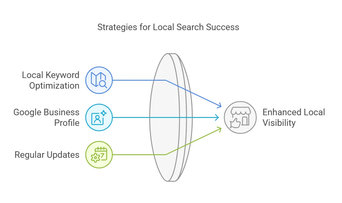 Diagram illustrating strategies for local search success