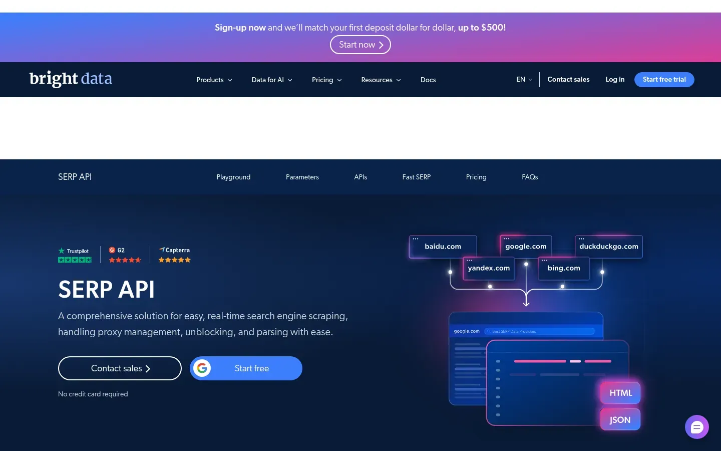 Bright Data SERP API website