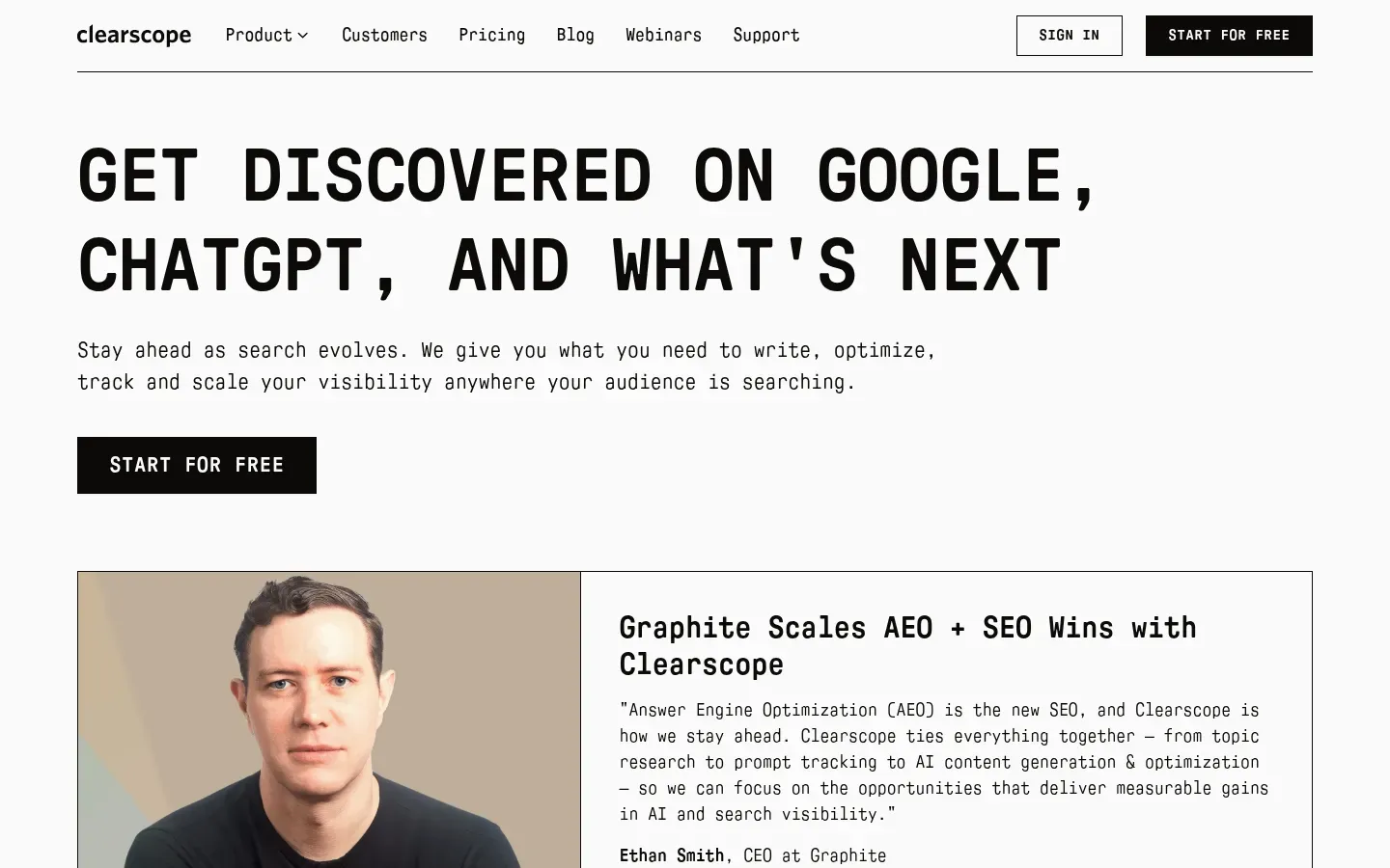 Clearscope website