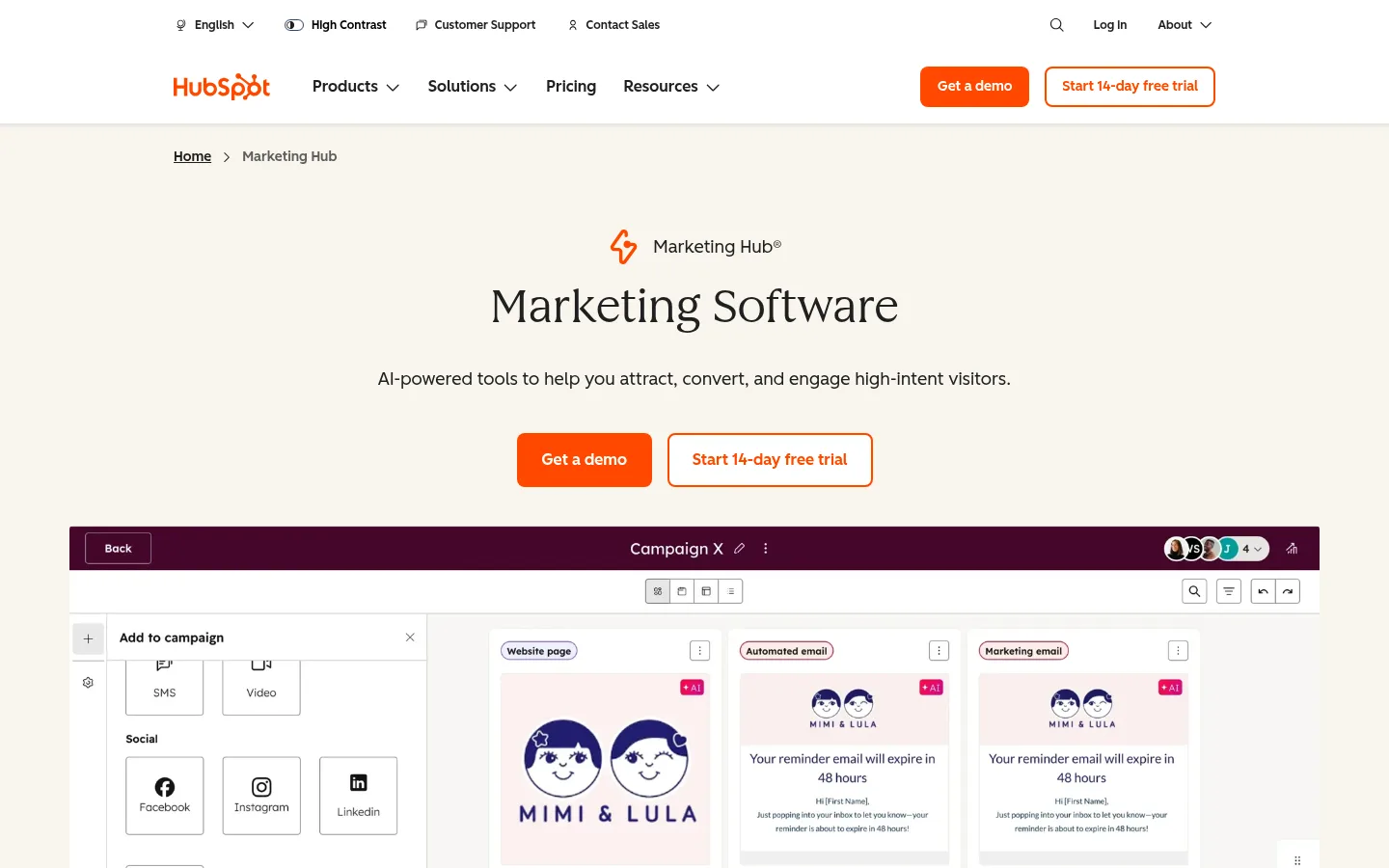 HubSpot Marketing Hub website