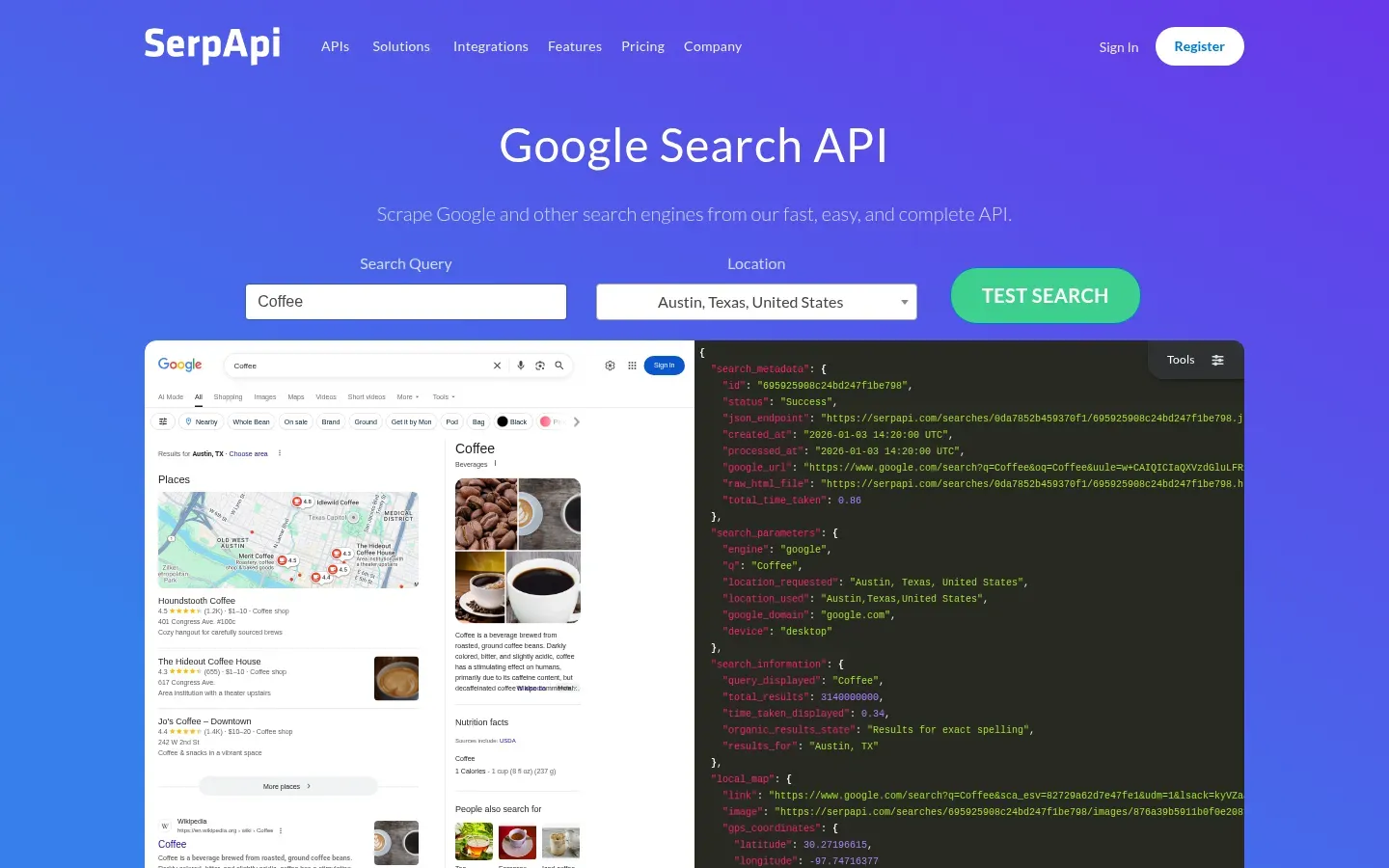 SerpApi website