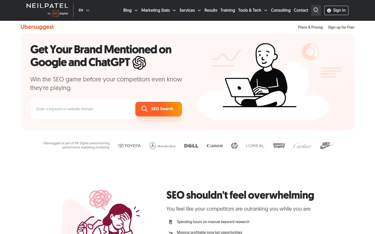 Ubersuggest website