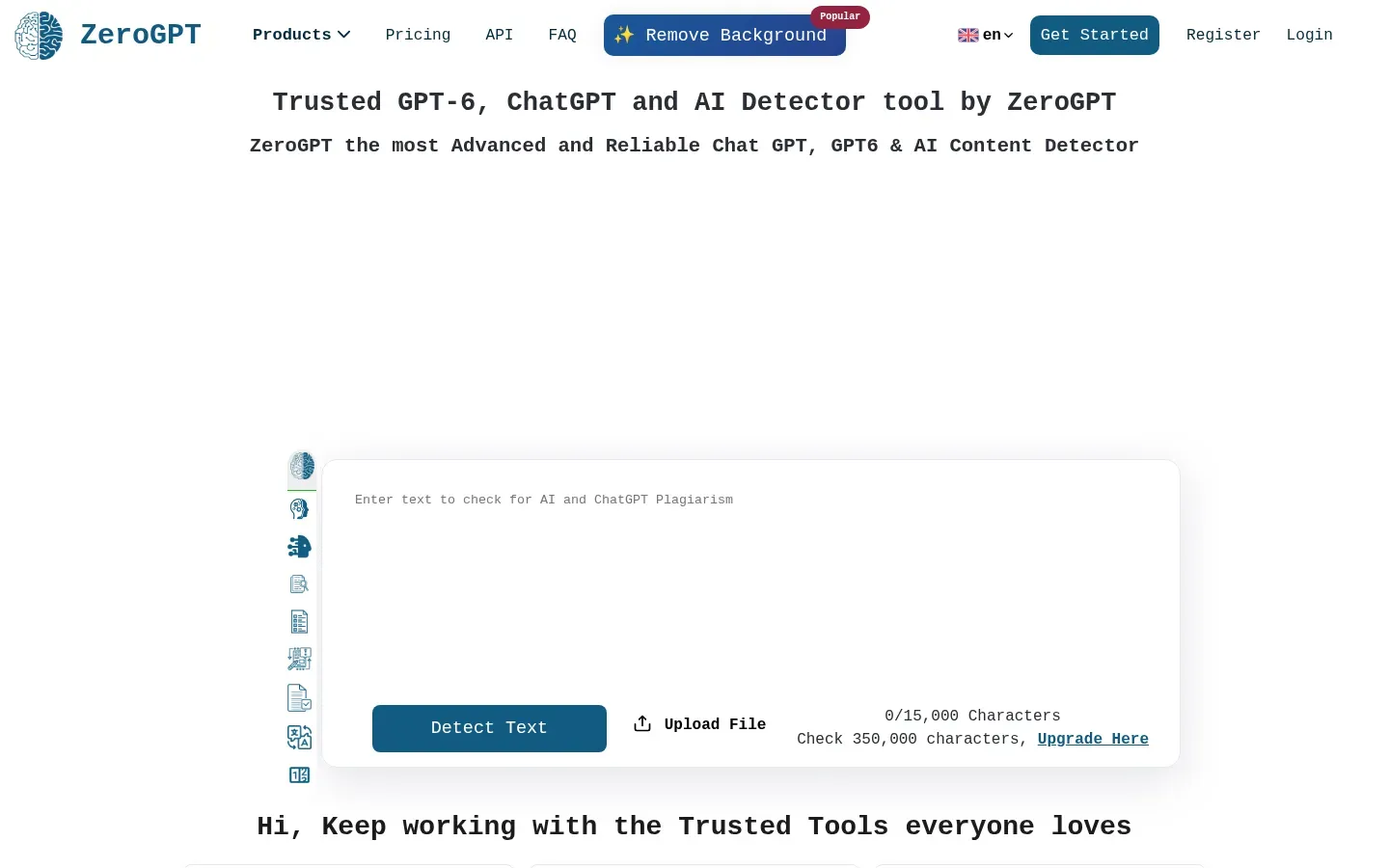 ZeroGPT website